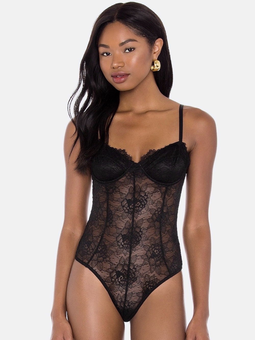 OW Collection Layce Bodysuit — Black Caviar, Size Large